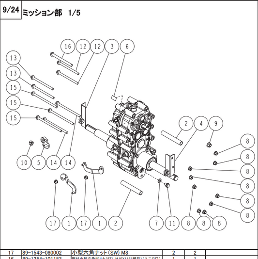 ZUFスーパーロックナット M10 (細目) 83-1493-255-00 適合機種：オーレック 草刈機 HR665,HR805